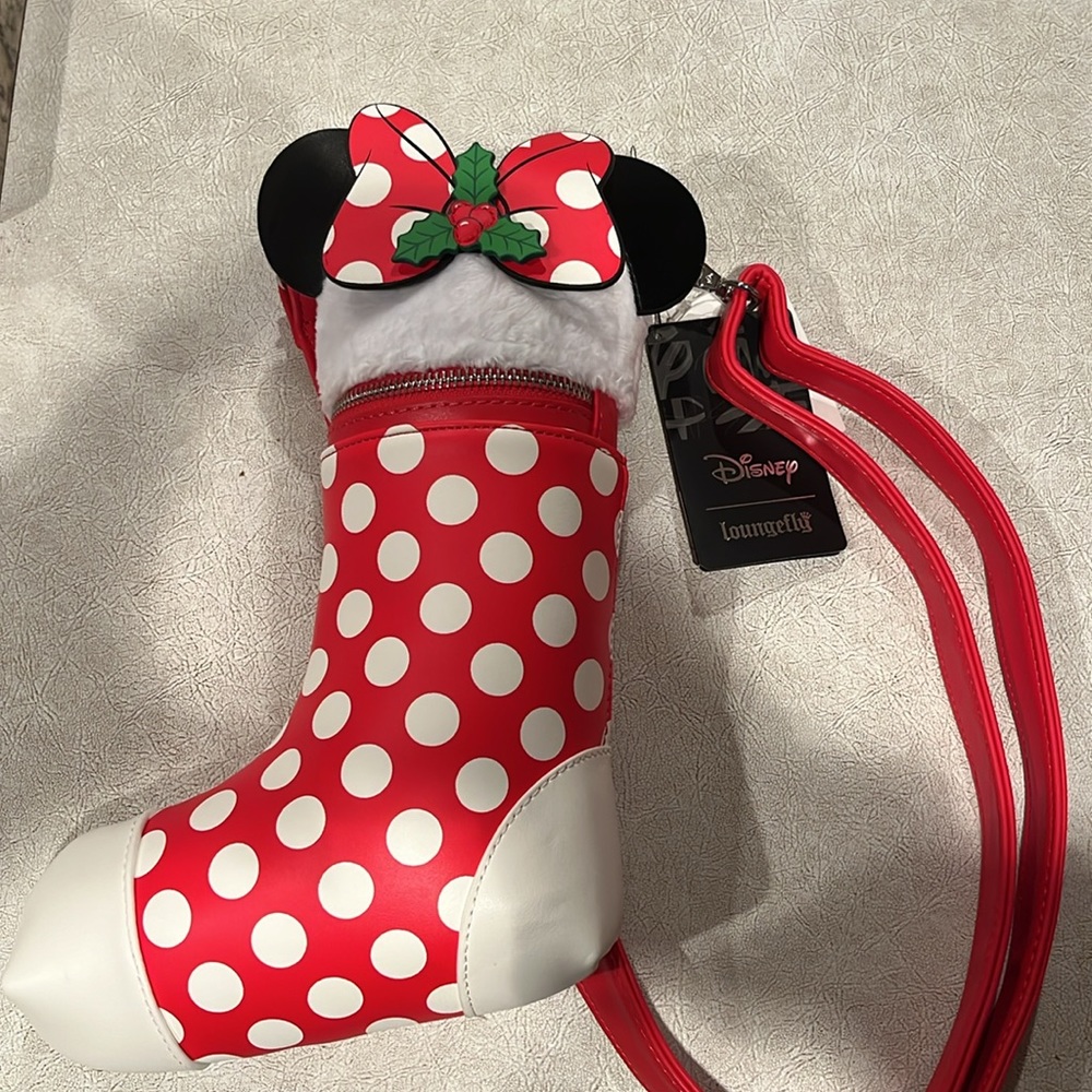 Loungefly x Disney Minnie Mouse stocking purse NWT